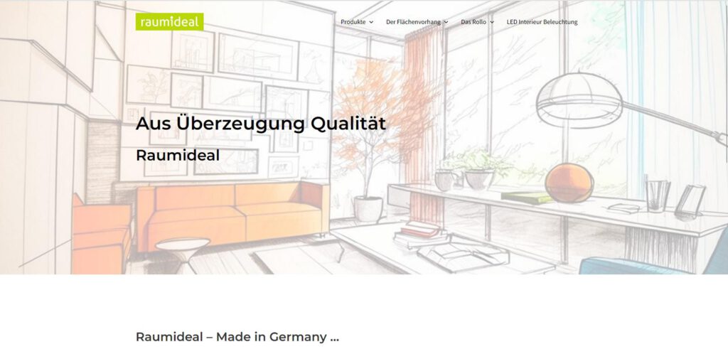 Raumideal Seite für hochwertige Interieurlöseungen