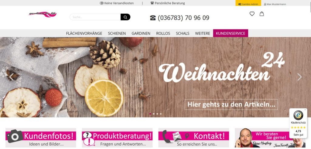 Gardinen-for-life.de Onlineshop für Heimtextilien